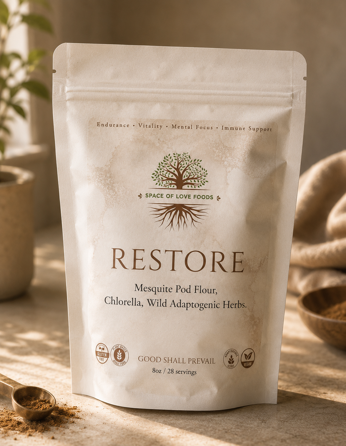 restore space of love foods adaptogenic mushroom herbal drink mix nervous system adrenal health
